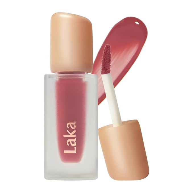 Laka Fruity Glam Tint, 4.5g/0.15oz, Glowing Lip Stain with Wide Color Spectrum, Hydrating & Lightweight Texture, Long-Lasting Bold Stain, Non-Sticky, Vegan, K-Beauty (#122 Rosyrose)