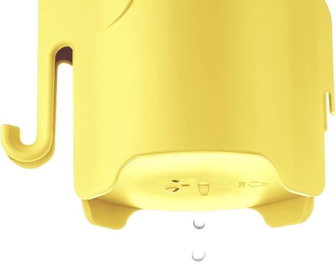 RyanLemon Elephant Toothbrush Holder for Kids, Suction Cup Electric Toothbrush and Toothpaste Holder for Toddler, Cute Toddler Toothbrush Holder with 3 Slots and a Hook for Hanging Bath Ball, Yellow