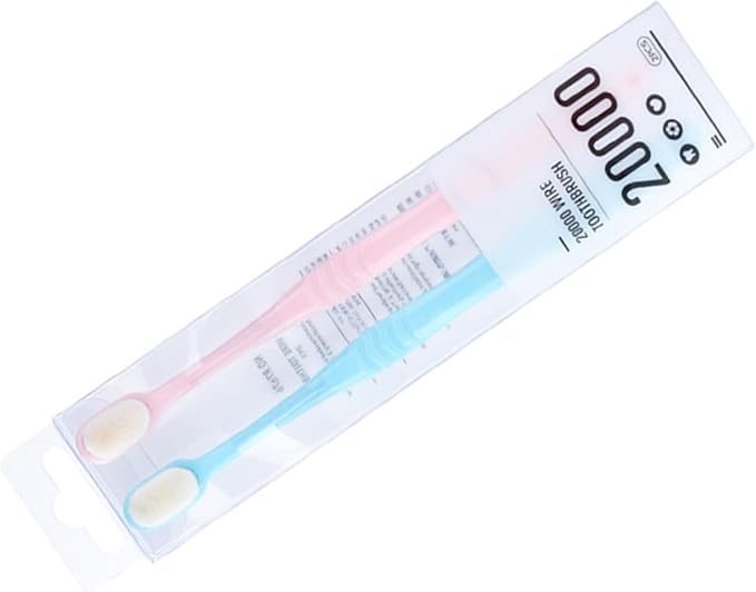2pcs Nano Bristles Toothbrush with Ultra Soft Bristles for Sensitive Gums and Teeth Portable Manual Toothbrushes in Sky Blue and Pink for Adults