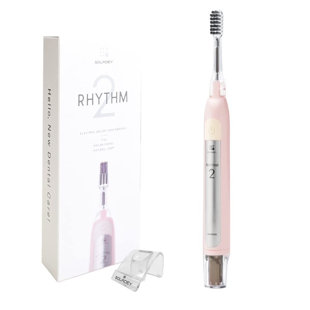 Soladey SoladeyRhythm2, Ionic Power Electric Toothbrush, Solar Panels and TiO2 Semiconductor (Baby Pink), Ready to use Ionic Toothbrush