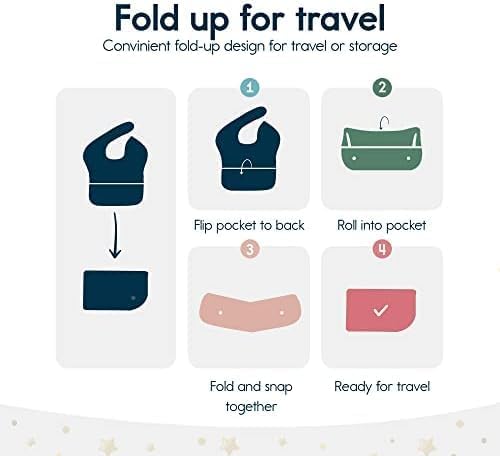 Tiny Twinkle Mess-Proof Baby Bibs for Eating | Waterproof, Wipeable Toddler Bibs with Catch-All Pocket | Feeding Bibs for Girls & Boys(3 Pack, Floral Pop)