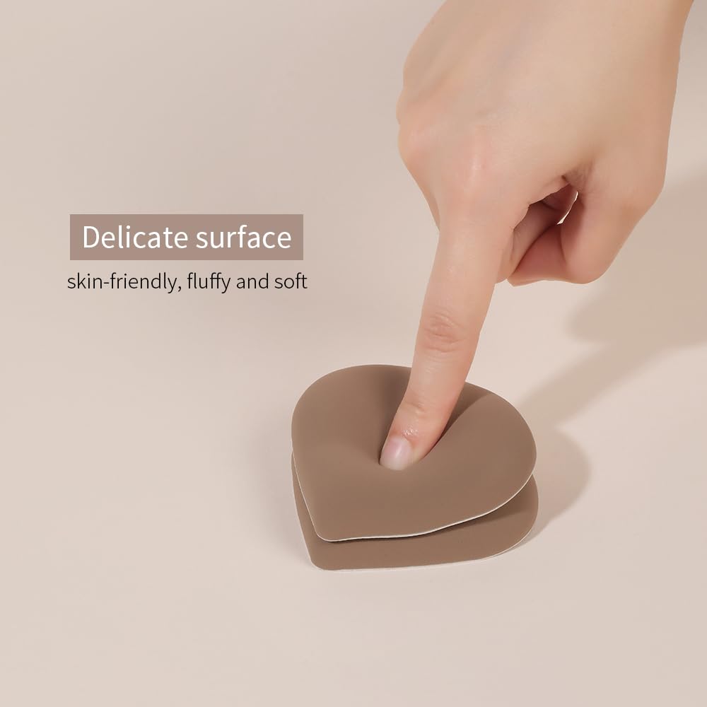 Solone 5 Pcs Cushion Makeup Sponge Puff - Latex-Free Rubycell with Travel Case for Foundation, Concealer, and Powder; Beginner-friendly, Soft Blending Sponge Set (Brown)