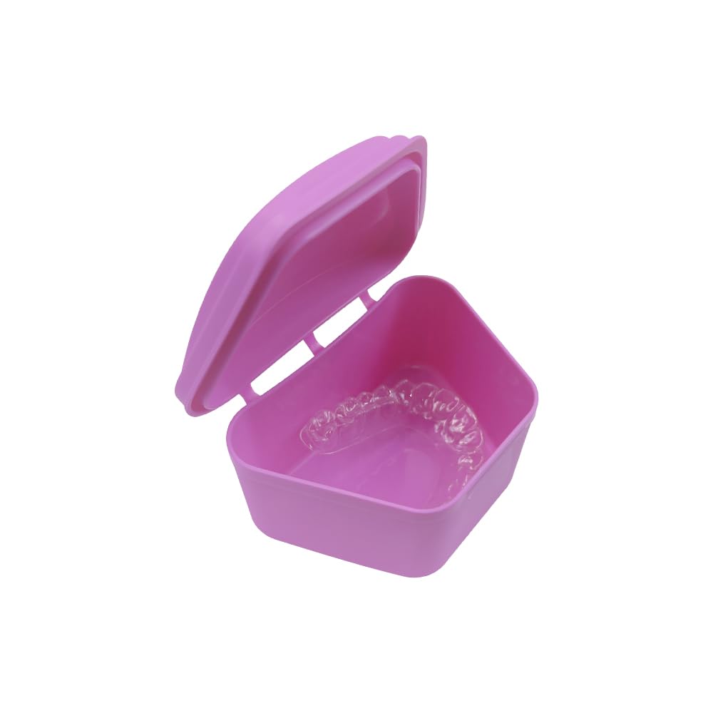 2PCS Trapezoid Retainer Case, Convenient Mouth Guard Cases, Multicolored Denture Bath Box for Aligner, Retainers, Mouth Guard, Night Guard, Travel Cleaning