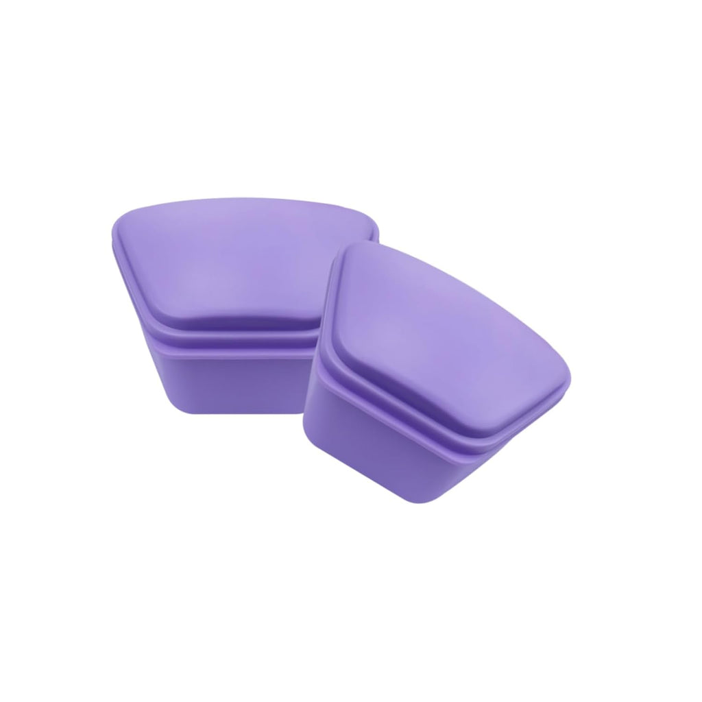 2PCS Trapezoid Retainer Case, Convenient Mouth Guard Cases, Multicolored Denture Bath Box for Aligner, Retainers, Mouth Guard, Night Guard, Travel Cleaning