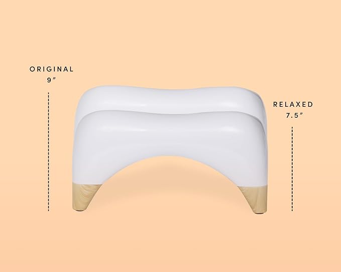 TUSHY Ottoman: A Premium Toilet Stool for The Bathroom, Modern Sleek Design | Squatting Position Helps Improves Bowel Health & Relieves Constipation (Tall 9" Stool), White/Bamboo