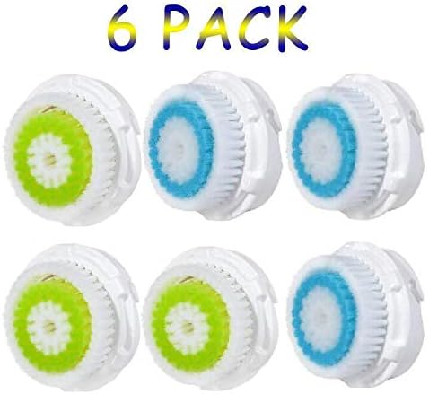 Facial Cleansing Brush Heads,Face Brush Head Replacements Compatible with Clarisonic Mia 1, Mia 2, Mia Fit, Alpha Fit, Smart Profile Uplift,Deep Pore and Sensitive（6 Pack）