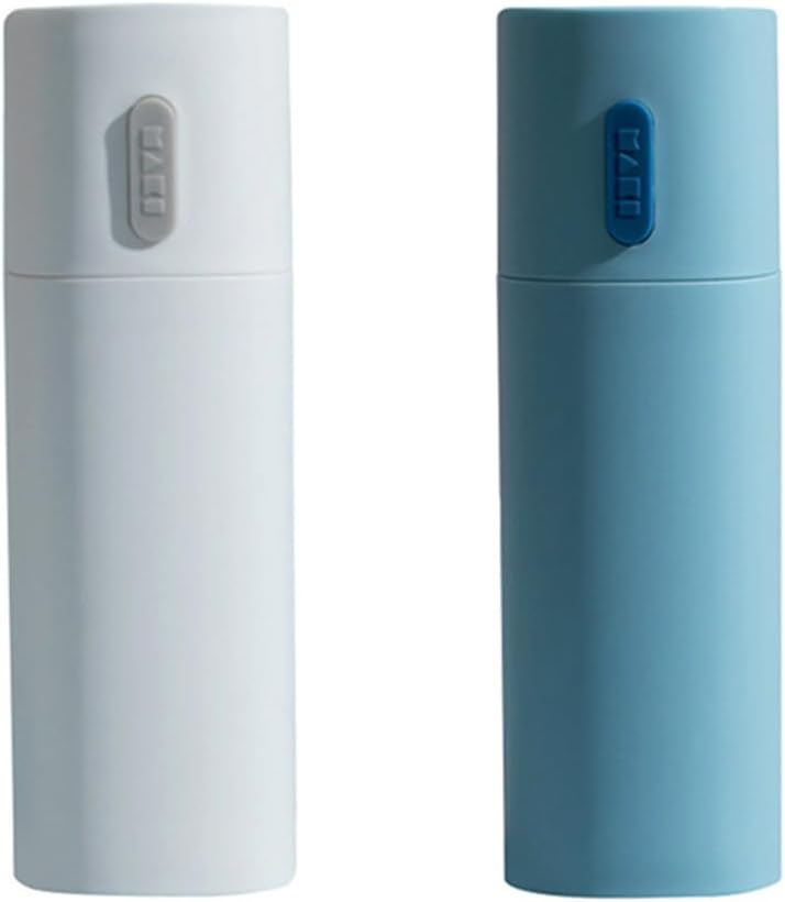 Travel Toothbrush Case Portable Toothbrush and Toothpaste Container Holder with Mouthwash Cup Oral cleaning Tools Organizer for Traveling Camping School Home (Blue and white)