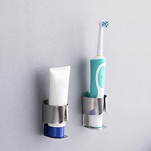 Electric Toothbrush Holder Wall Mount, 304 Stainless Steel Self-Adhesive Bathroom Organizer for Electric Toothbrush, Toothpaste & Face Wash-Space Saving, Waterproof, Holds Up to 10lbs (Silver 2 Pack)