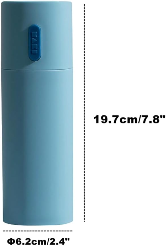 Travel Toothbrush Case Portable Toothbrush and Toothpaste Container Holder with Mouthwash Cup Oral cleaning Tools Organizer for Traveling Camping School Home (Blue and white)
