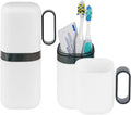2-in-1 Compact Design Travel Toothbrush Case with Rinse Cup & Handle – Leak-Proof Toothbrush Holder for Travel, Camping, Gym, Outdoor – Portable & Hygienic Storage for Oral Care Essentials