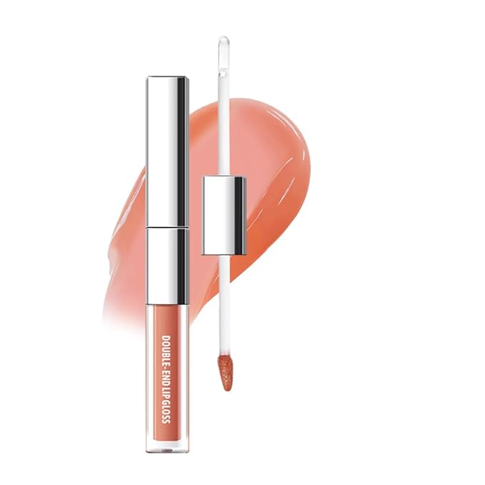 Dual-Ended Lip Stain & Lip Oil – 2-in-1 Matte Color and Hydrating Gloss, Long-Lasting Non-Sticky Lip Tint, Nourishing Moisture & Glassy Shine for Day-to-Night Looks 01#