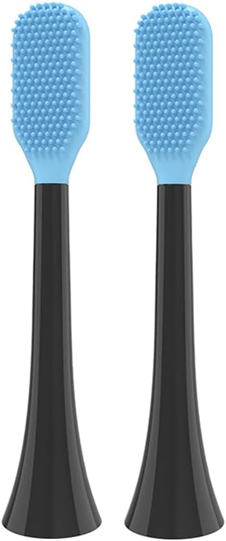 Tongue Scraper Heads Compatible with Philips Sonicare Click-On Handles – Gentle & Effective Tongue Cleaner, Fresh Breath, 2 Pack, Replacement Brush Heads (Black, One Size)