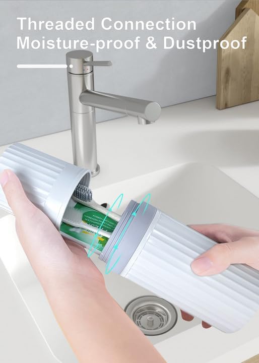 Toothbrush Travel Case, Grey Travel Toothbrush Cup Holder for Toothbrush and Toothpaste, Portable Travel Toothbrush Container for Traveling Camping Business School