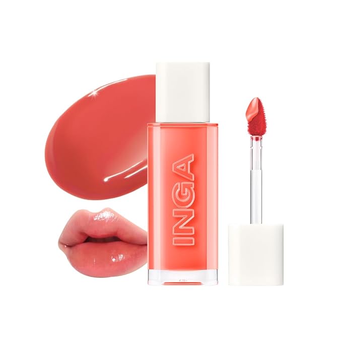 INGA Water Glow Lip Tint | Hydrating, Glossy Korean Lip Tint with Sheer Color & Glass-Like Shine | Long-Lasting, Non-Sticky Korean Lip Stain (FLOW)