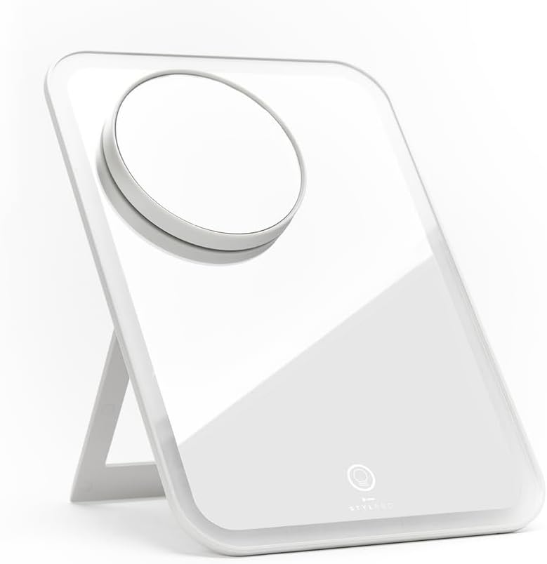 stylPro Glow and Go Travel Mirror - Makeup Mirror with Lights Perfect for Hair Styling - USB Rechargeable - with Protective Sleeve - 1 pc