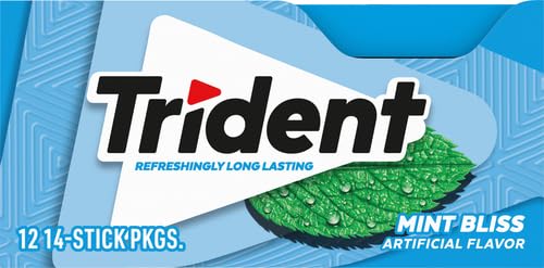Trident Mint Bliss Sugar-Free Chewing Gum, 12 Packs of 14 Pieces (168 Total Pieces)