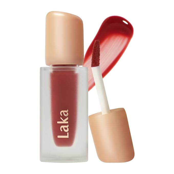 Laka Fruity Glam Tint, 4.5g/0.15oz, Glowing Lip Stain with Wide Color Spectrum, Hydrating & Lightweight Texture, Long-Lasting Bold Stain, Non-Sticky, Vegan, K-Beauty (#104 Cherry)