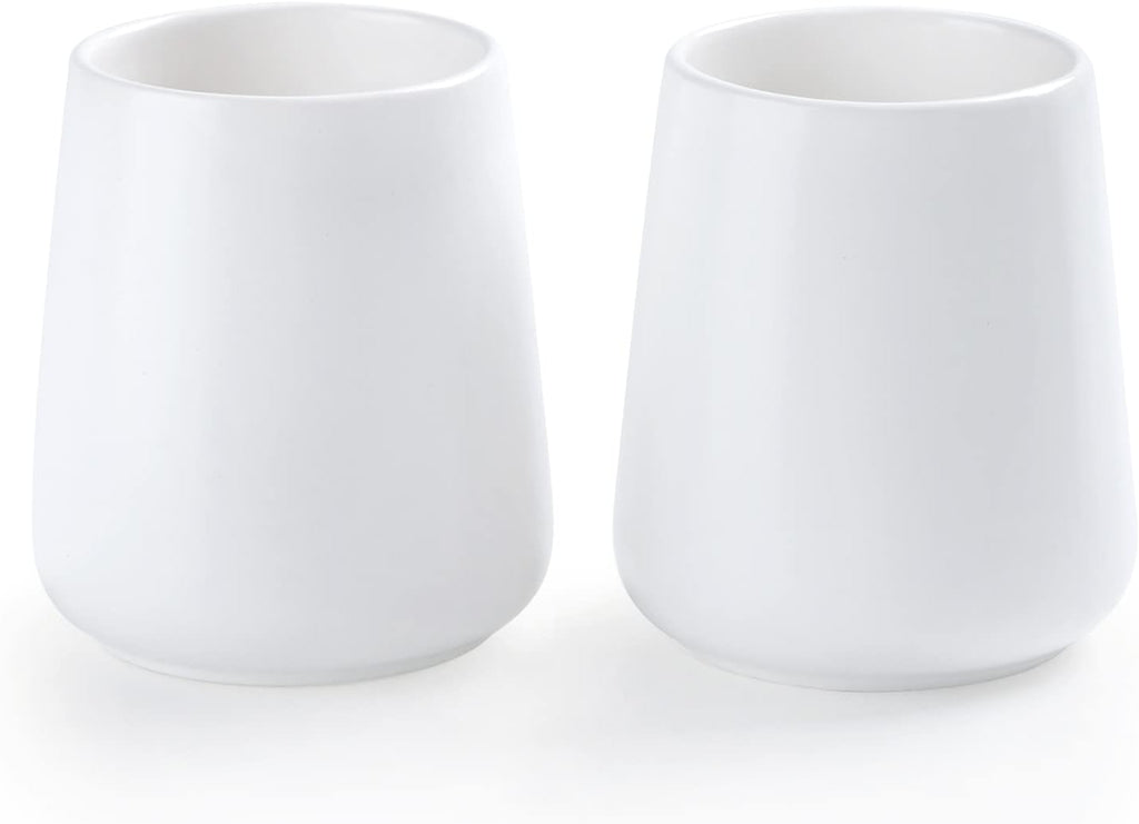 White Toothbrush Holder for Bathroom - 2Pcs Ceramic Tooth Brushing Holders Set, Toothbrush Cup & Toothpaste Organizer for Bathroom Countertop, Makeup Brush Holder, Pen Holder for Home Desktop Storage