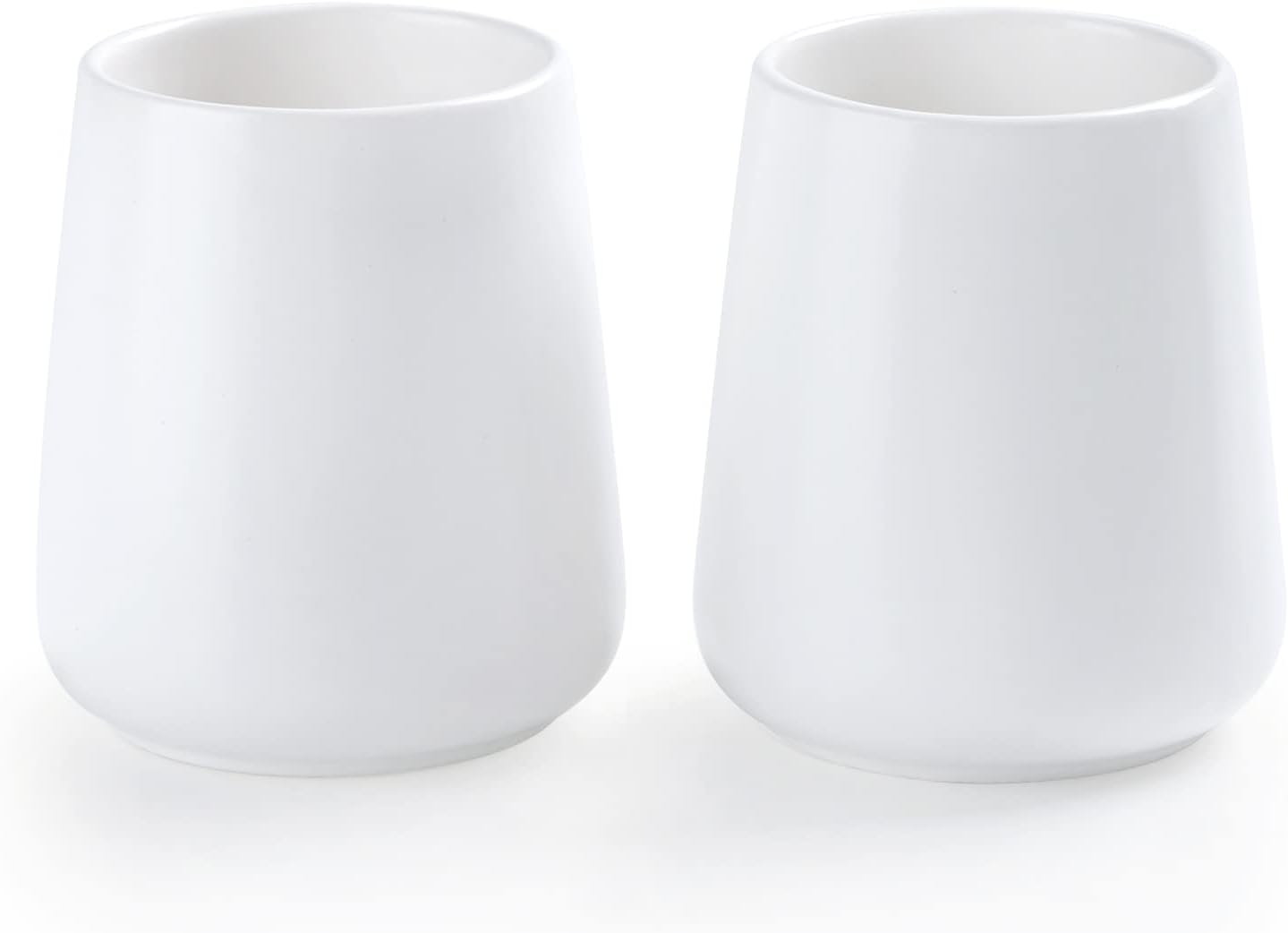 White Toothbrush Holder for Bathroom - 2Pcs Ceramic Tooth Brushing Holders Set, Toothbrush Cup & Toothpaste Organizer for Bathroom Countertop, Makeup Brush Holder, Pen Holder for Home Desktop Storage