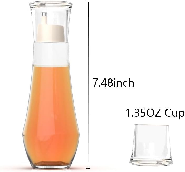 2 Pack Mouthwash Dispenser - 8.8 oz Glass Mouth Wash Container Small Refillable Mouthwash Bottle with Lid Cup for Bathroom Countertop