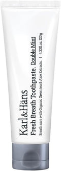 Karl&Hans Fresh Breath Toothpaste with Fluoride– Bad Breath Removal, Cooling Mint Freshness, Cavity Protection, Whitening & Stain Removal, 4.23 fl oz (Mint)