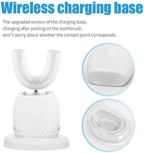 MAYBUY Automatic Ultrasonic Toothbrush,Electric Toothbrush for Adults,360° Electric Brush 45'' Automatic Timer Wireless Charging Washable Travel Home Dual-use (White, 1)