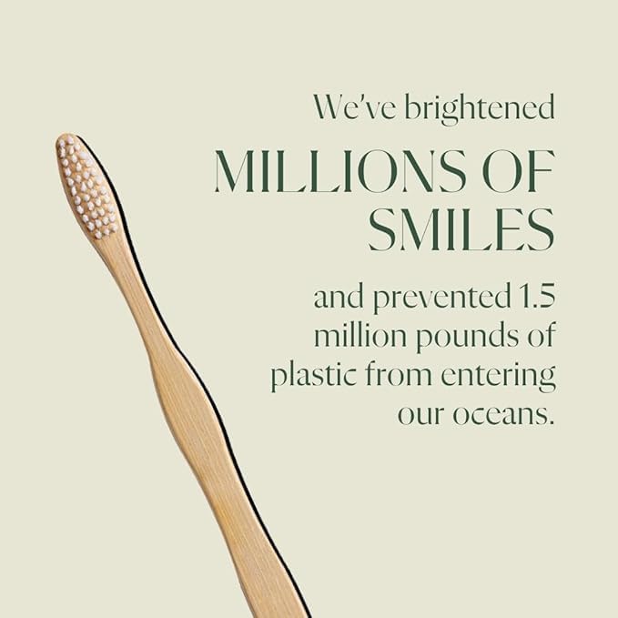 Biodegradable and Eco-Friendly Bamboo Toothbrush 12-Pack - BPA Free Soft Bristle - Dentist-Approved and All-Natural Toothbrush with Logo Etched on Handles by Plus Ultra