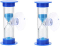 2Pcs Blue Sand Timer for Kids,Blue Toothbrush Timer for Kids 2mins Sand Clock Timer,Plastic Suction Cup Hourglass Sandglass Desktop Ornament Party Favors Thermometers and Timers
