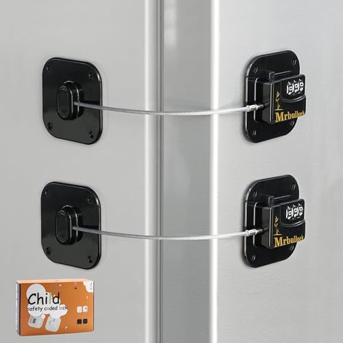 2 Pack Refrigerator Lock Fridge Locks for Kids Keyless Child Safety Cabinet Locks for Cabinets Closets Drawers Window Electrical Appliances Locks