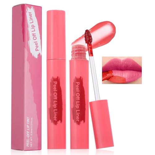 Lip Stain - Peel Off Lip Stain, Long Lasting Lip Liner with Matte Finish, Waterproof, Transfer-proof, Highly Pigmented Color (#03 Rose, 1 PCS)