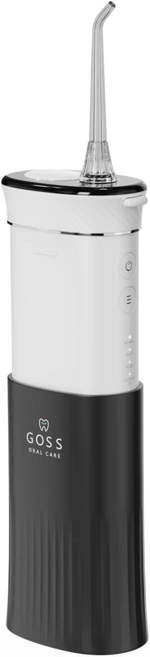 Goss Oral Care Portable Water Flosser for Teeth Cleaning – Cordless, Rechargeable Oral Irrigator for Travel, Braces, Implants, Crowns & Gum Health
