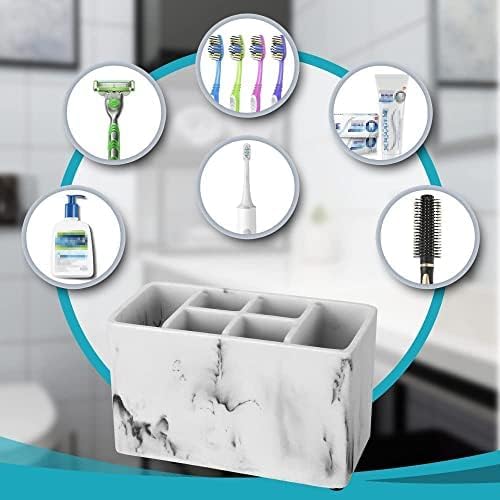 zccz Toothbrush and Toothpaste Holder - Multifunctional Countertop Electric Toothbrush Holder with 6 Slots - Toothpaste Razor Makeup Brushes Holder Organizer Stand for Bathroom Shower Vanity
