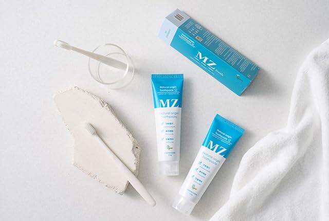 WISEMOTHER MZ Fresh Vegan Toothpaste Set – 3 Full-Size (120g) + 2 Travel-Size (20g), Fluoride-Free SLS-Free Natural Mint Toothpaste with Lemon Oil & Xylitol, Gentle on Gums