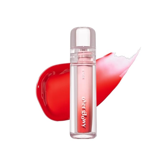ETUDE Over Glowy Tint #3 Fresh Apple | Non-Sticky Vegan Lip Tint | Moisturized & Long-lasting Lip Gloss | Daily Lip Stain for Dry Lips, Korean Makeup, K-beauty