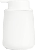 12Oz White Soap Dispenser - Modern Ceramic Lotion Hand Soap Dispenser with Easy-to-Press White Pump, Reusable and Refillable Liquid Dish Soap Dispensers for Bathroom, Kitchen (Rubber Paint)