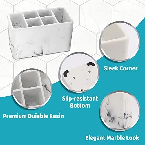 zccz Toothbrush and Toothpaste Holder - Multifunctional Countertop Electric Toothbrush Holder with 6 Slots - Toothpaste Razor Makeup Brushes Holder Organizer Stand for Bathroom Shower Vanity