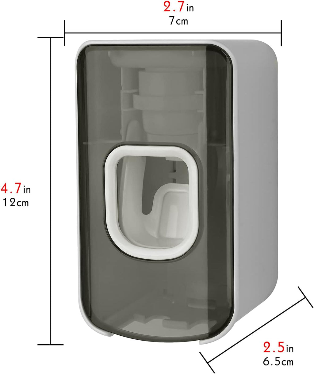 2 Slot Toothbrush Holder and Toothpaste Dispenser Wall Mounted, Automatic Toothpaste Squeezer, 2 in 1 Tooth Brush Toothpaste Organizer for Shower (Grey)