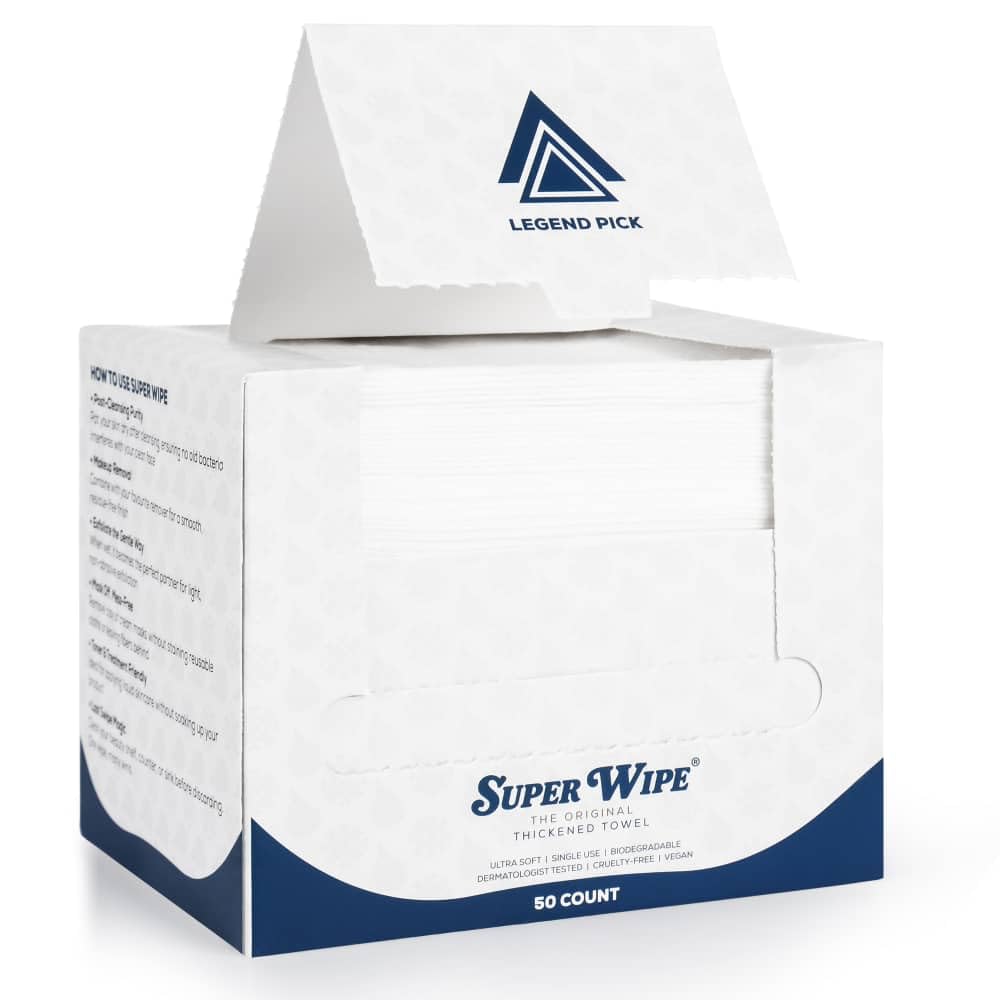 SUPER WIPE Towels - The original- Thickened, Gentle, Ultra Soft Face/Skin Towelettes-Super Absorbant, Lint-Free- Single Use - Viscose Material- 50 counts X (2)
