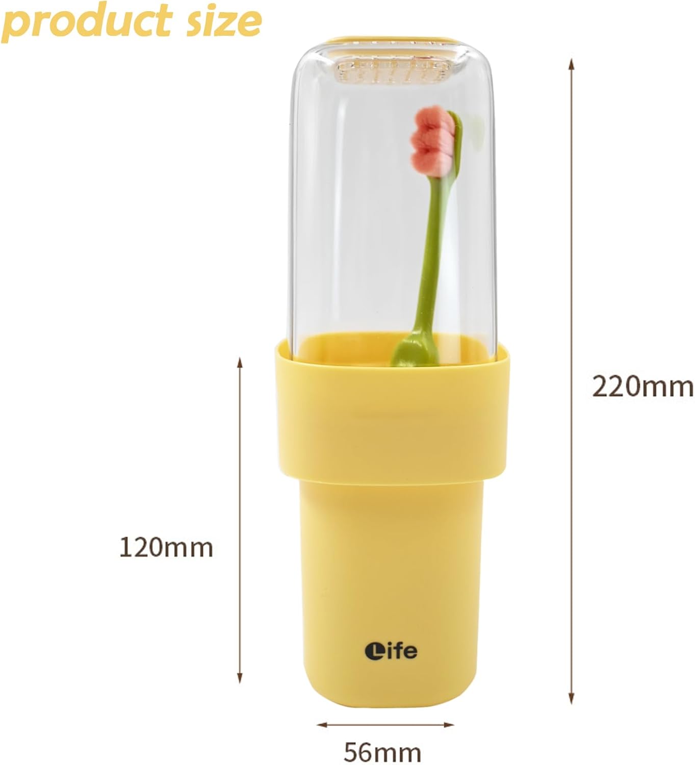 Travel Toothbrush Holder, Covered Toothbrush Cup Holders, Toothbrush and Toothpaste Travel Case, Toothbrush Storage Organizer Container for Traveling Bathroom (Yellow)