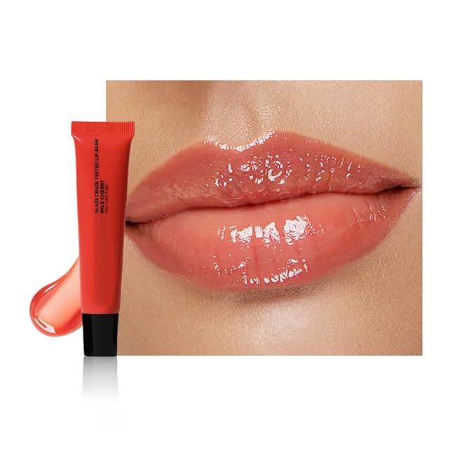 Summer Glow Reviver Lip Balm Butter Lip Gloss, Melting Lip Serum, Ultra-Hydrating Natural Vegan Lip Oil, Sheer-Tinted Shine & Hydration, Soothes & Softens Dry Lips (Red)