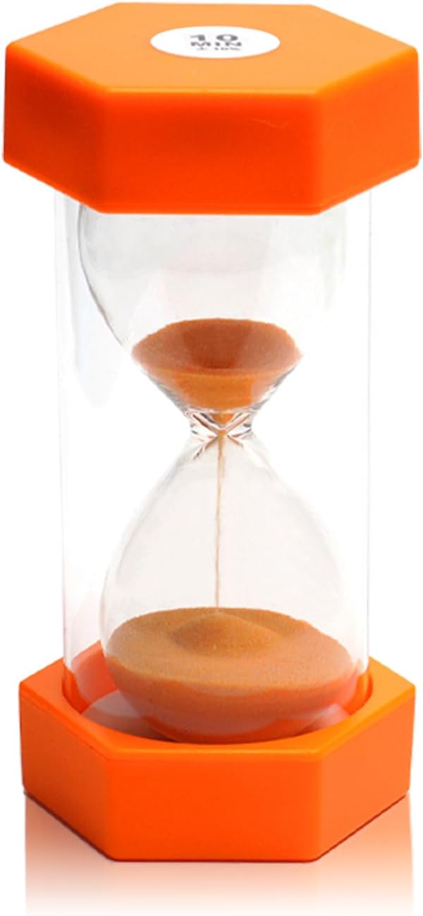 10 Minutes Sand Timer, Hourglass Timer, Sand Clock for Kids, Colorful Sand Watch, Sandglass Timer, Visual Timer for Home Office Kitchen Decor (Orange)
