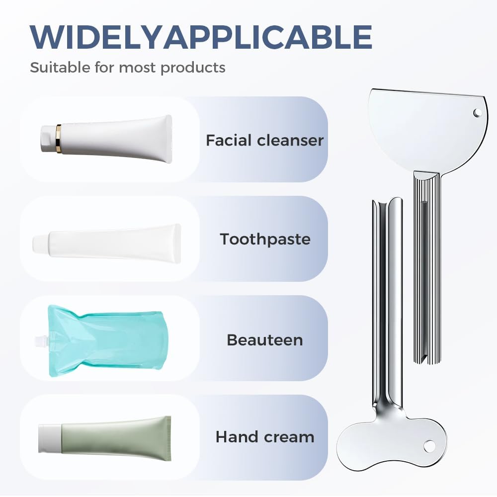 Toothpaste Squeezer, Metal Tube Squeezer Key Stainless Steel Toothpaste Roller Tube Wringer for Paint, Cream, Cosmetic and Hair Dye (12 PCS)