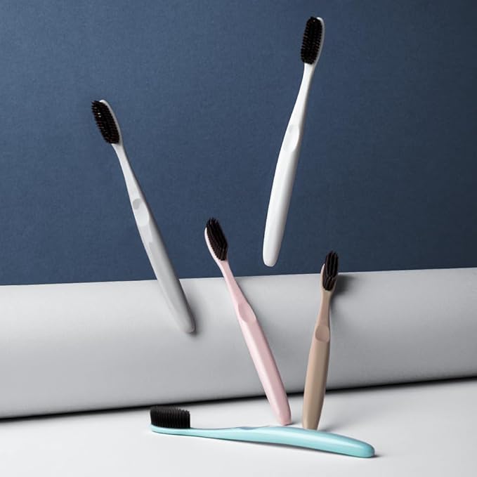 WANGTA Mini Black – Charcoal Large Toothbrush – 1.4 inch (3.5 cm) Head | 3,200 Bristles for Firm Cleaning & Bacterial Suppression | Made in Korea Oral Care (10 Pack)