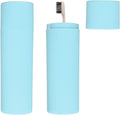 uxcell 2Pcs Travel Toothbrush Case, 7.9x2.4x2.4 Portable Travel Toothbrush Holder with Stripe, Plastic Toothpaste Container for Bathroom, Gym, Business Trip, Camping, Blue