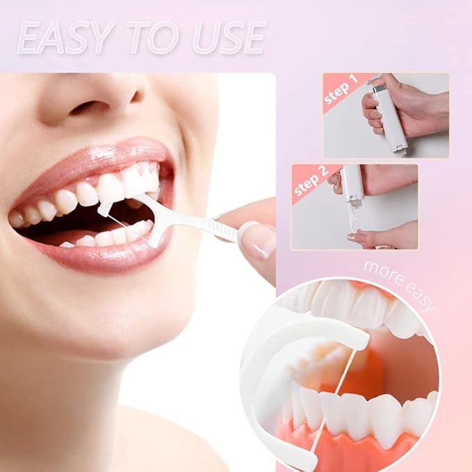 Portable Floss Dispenser with 100 Pcs Dental Floss, Dental Floss Dispenser Dental Floss Picks Case, Upgrade Portable Automatic Floss Dispenser Floss Organizer for Family Hotel Travel (3 Pcs Green)