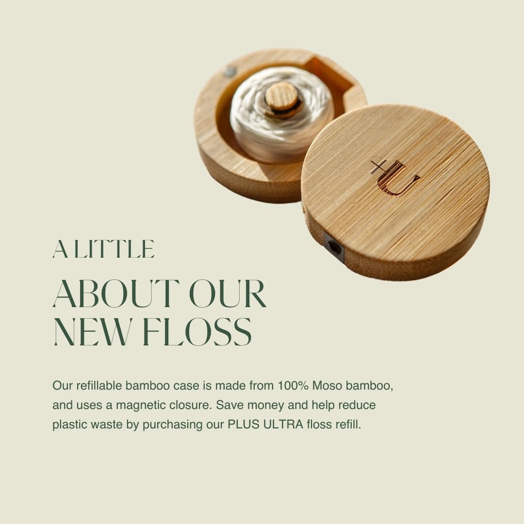 Plus Ultra Coconut Nylon Dental Floss with Reusable Bamboo Case | Made with Recycled Nylon and Vegan Wax | Zero Plastic | 32 Yards (Pack of 1)