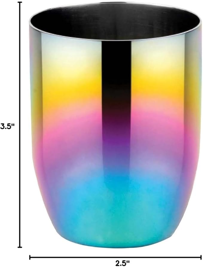 Ahimsa Stainless Steel Kids Cup, Pediatrician Designed, Colorful Toddler Cups for Open Cup Training, 8oz, 100% BPA Free & Dishwasher Safe, Single Rainbow