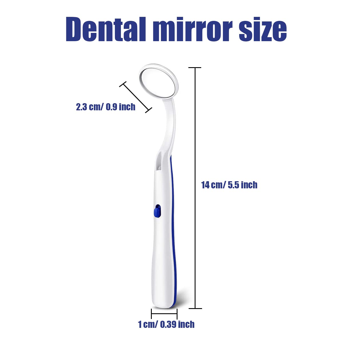 2 Pcs Dental Mirror with Light Tool LED Lighted Teeth Inspection Mirror Anti Fog Curve Angle Dentist Oral Care Tool (Dark Blue)