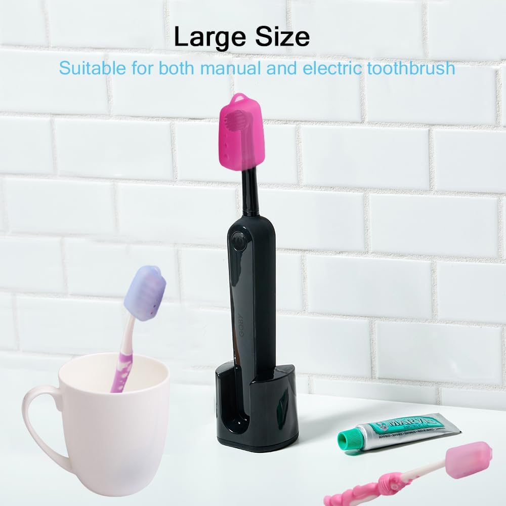 V-TOP Electric Toothbrush Head Cover, 5 Pack Toothbrush Covers Caps for Travel, Silicone Portable Tooth brush Pod Case Protector for Home and Outdoor