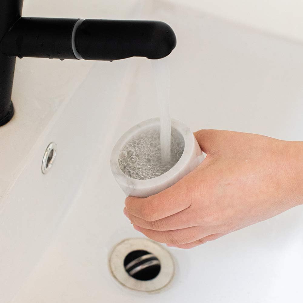 Natural Marble SPA Collection Tumbler Toothbrush Holder Makeup Brush Holder Bathroom Countertop Organizer